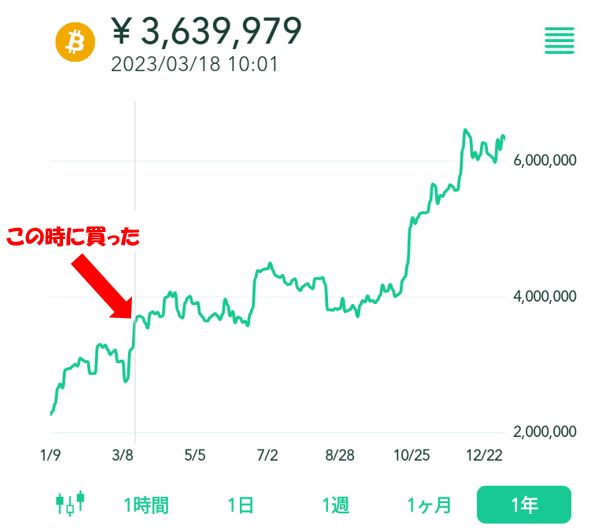 ビットコイン購入時チャート